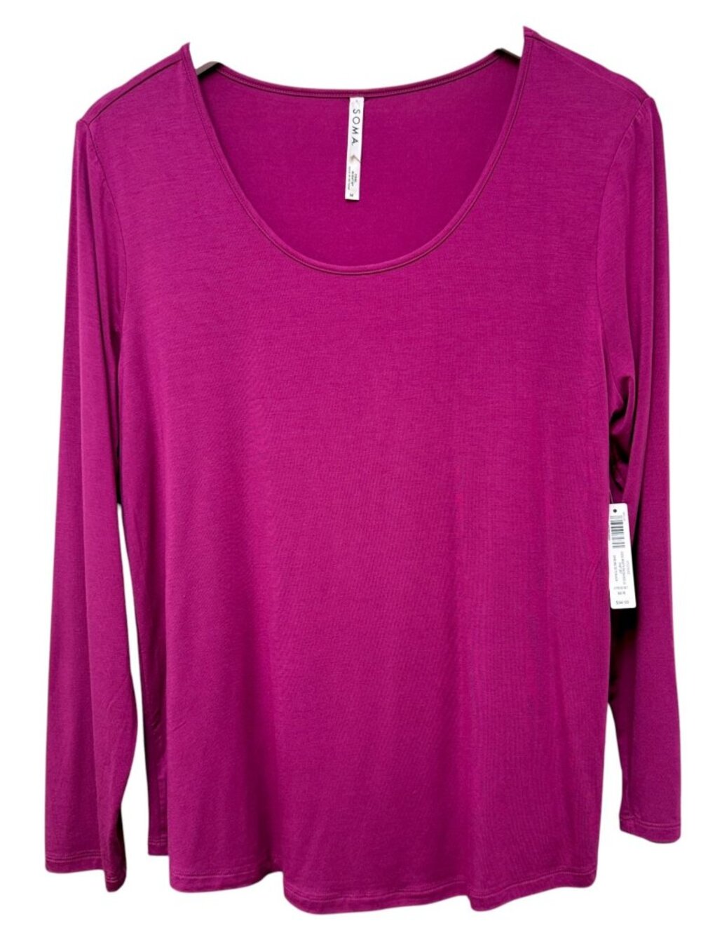 Soma Lounge Top Womens Medium Fuchsia Pink Long Sleeve Pajama Tee Cool Night NWT